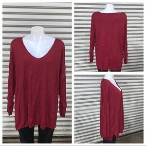 Roz & Ali red long sleeve top with rhinestones